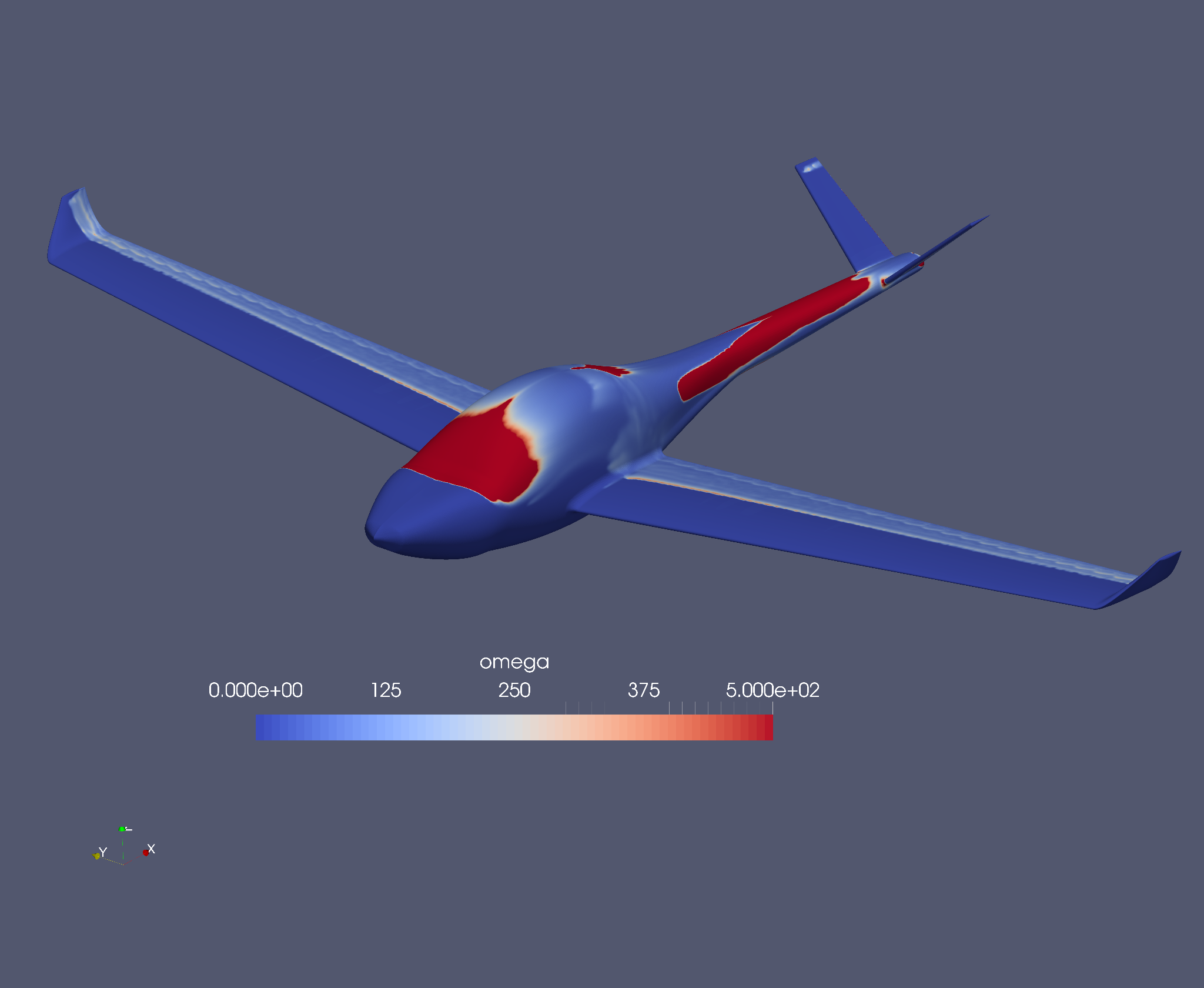 Original aircraft omega CFD visualization