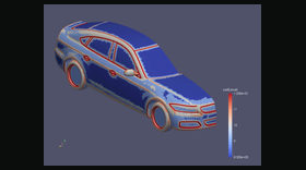 Comparison of computational mesh refinement levels near the vehicle