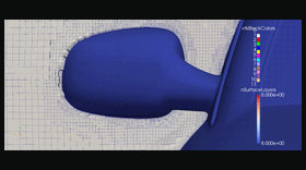 Locally refined mesh around the vehicle side mirror
