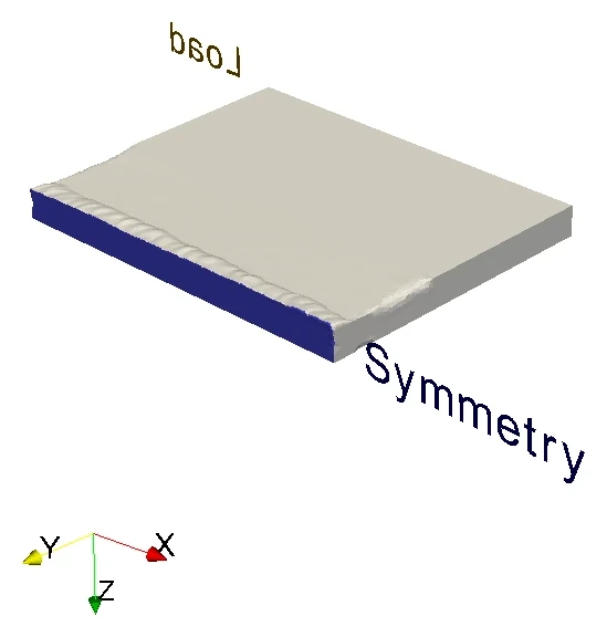 Left-plate symmetry model with the symmetry plane highlighted