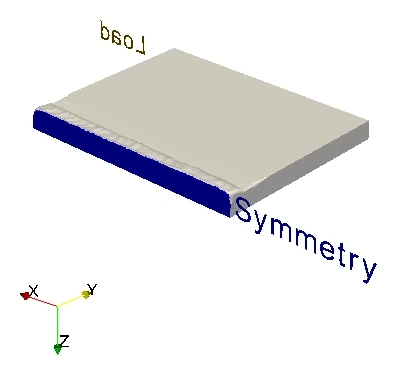 Right-plate symmetry model with the symmetry plane highlighted