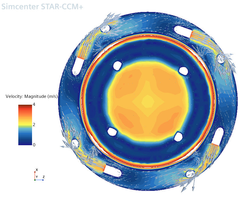 Velocity magnitude, waist-height section, simulation 2, original report page 34